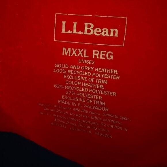 LL Bean Fleece Pullover Men's XXL Bright Orange and Blue Trim - Picture 2 of 4